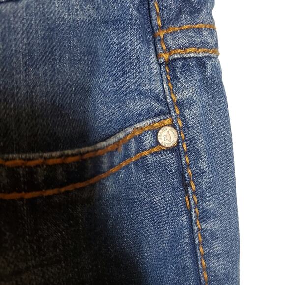 Iron Horse Jeans Straight Leg Denim Contrast Stitching Women's 4 Long Mid Wash - Picture 6 of 16